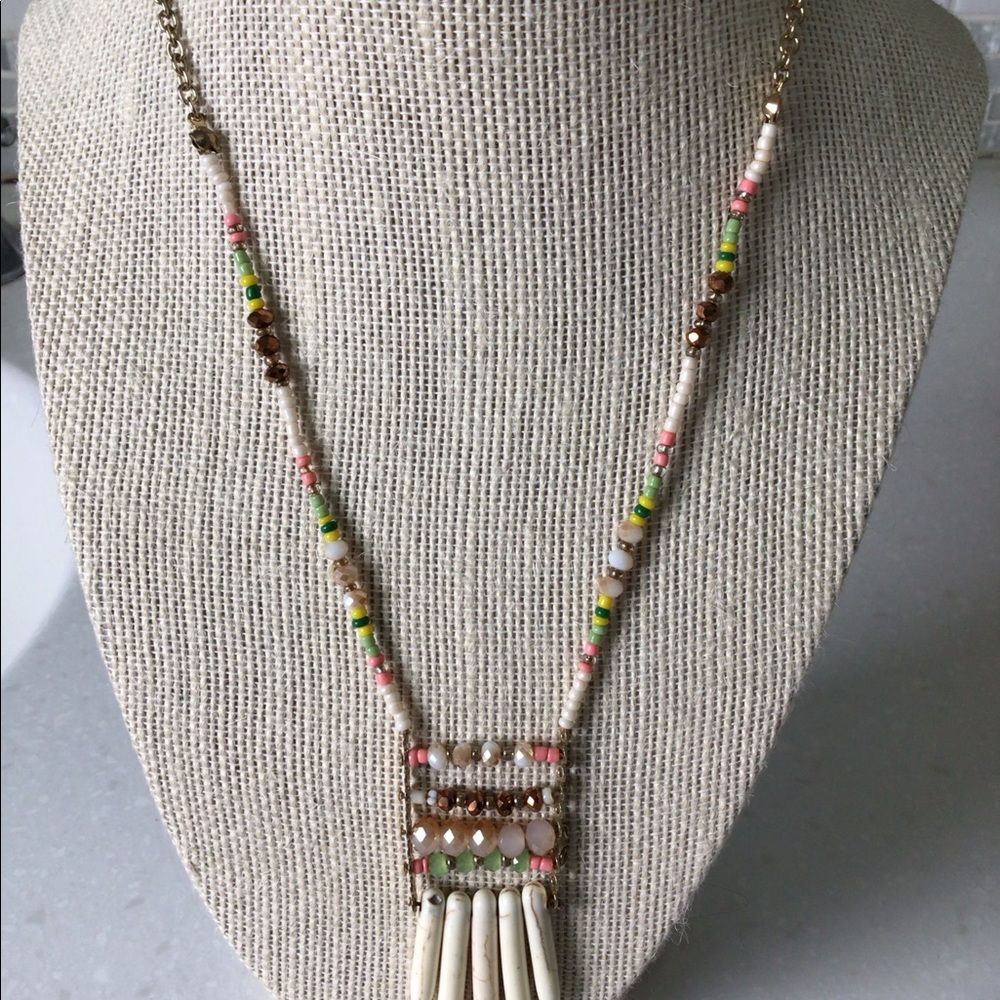 Womens crystal beaded and bone embellishment necklace.